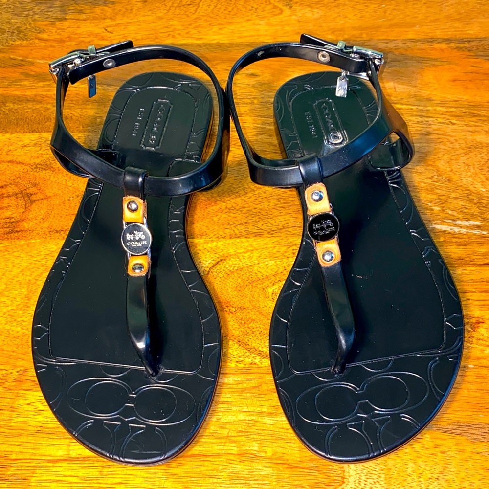 Coach Piccadilly Black Rubber Jelly Sandals Women’s 5 B